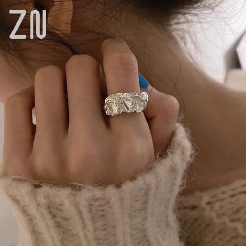 ZN New Lava Irregular Geometric Metal Twisted Bump Texture Pleated Open Ring For Women Fashion Simple Ring Jewelry Gifts