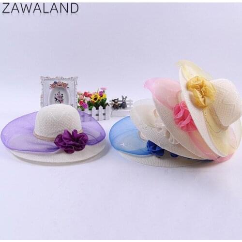 Zawaland Ladies Hollow Lace Mesh Hat Women Summer Beach Straw Hats Sun Protection Breathable Sun Hat Big Brim Caps for Traval
