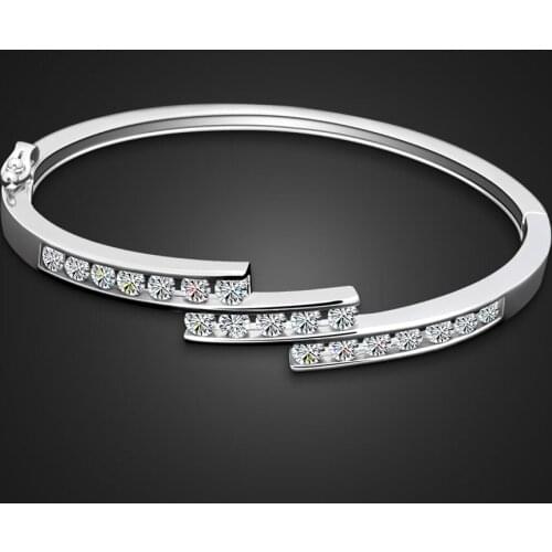 Fashion Glamour Woman Jewelry 100%925 Sterling Silver Bracelet luxury Sparkling 5A Zircon Bracelet Wedding Body Accessories Gift