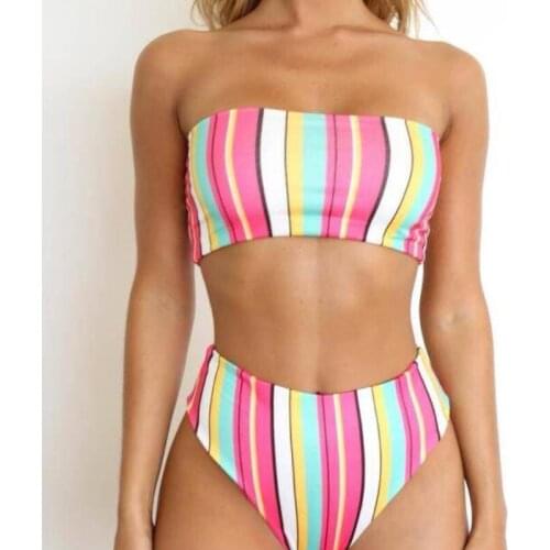 2019 New Print Bikini Set Women High Waisted Swimwear Push up Bikini Swimsuit two pieces Beach Bathing suit Strapless