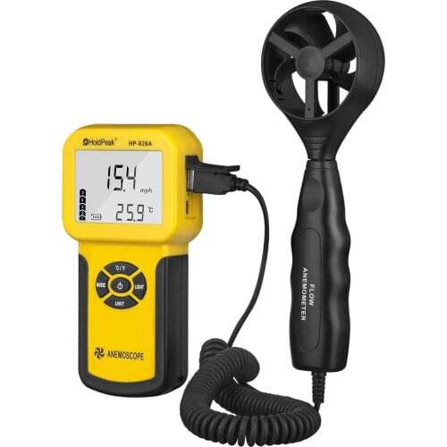 0.3~30m/s Wind Speed Sensor HoldPeak HP-826A Digital Anemometer Air Volume Measure Instrument Handheld Tester
