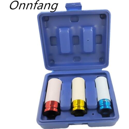 1/2'' 17mm 19mm 21mm Alloy Thin Wall Wheel Nut Deep Impact Socket Drive Set For Friend Repair3Pcs Tool With Box