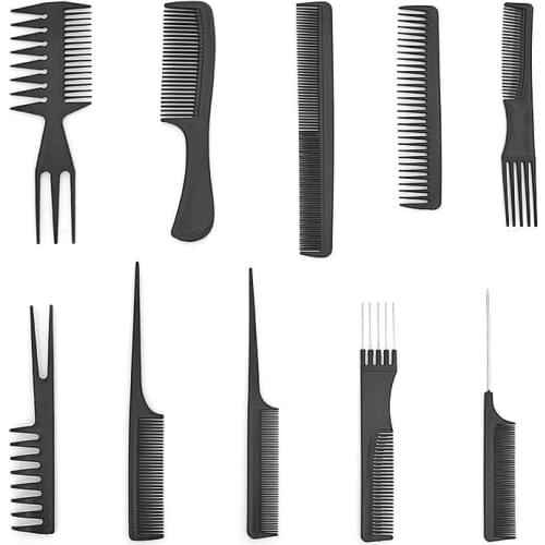 10x Salon Hairdressing Styling Combs Dye Highlight Lift Hair Pick Comb Black