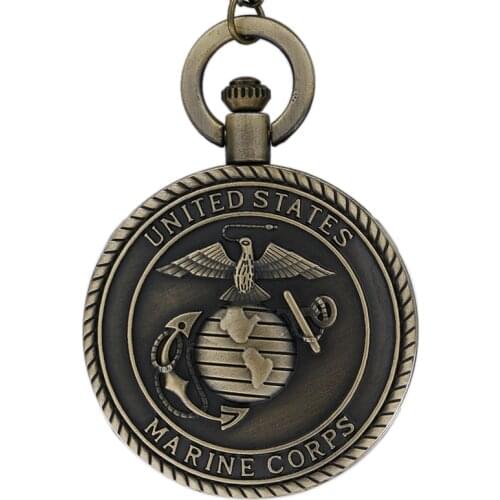 2017 Xmas Gifts for United States Marine Corps Vintage Quarzt Pocket Watches Men Father Military Watch relogio de bolso antigo