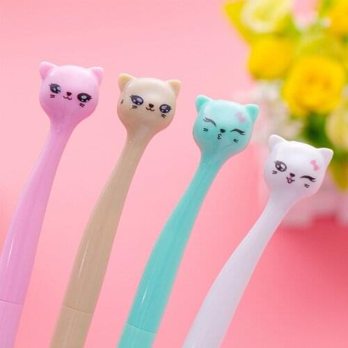 48pcs/lot cute cartoon creative stationery black ink 0.38mm animal cat style fresh Kawai candy color gel pen unisex pen