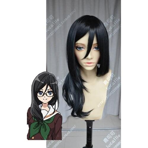 Anime Sound!Euphonium Tanaka Asuka Cosplay Wig Long Black Heat Resistant Synthetic Hair Wigs + Wig Cap