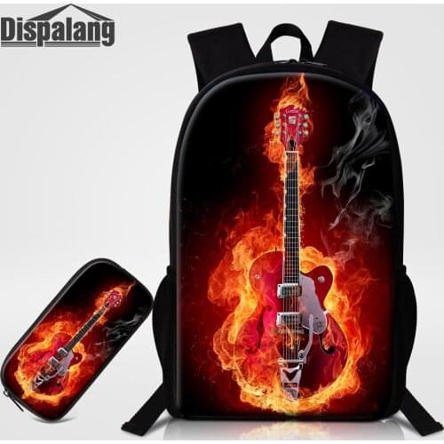 Dispalang 2 PCS/Set Violin Printing School Bags For Teeange Girls Children Fashion Pencil Case Music Backpack Bookbags Mochilas