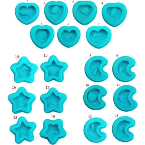 DIYCluster Crystal Gem Resin Casting Mold Natural Druzy Heart Star Moon Epoxy Resin Mold Rock Geode Stone Silicone Mould