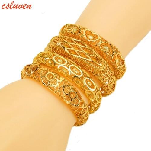 Ethiopian Jewelry,Inverted mold jewelry Gold Color Dubai Bangles for Womens,Africa Bracelet With Lobster Clasp
