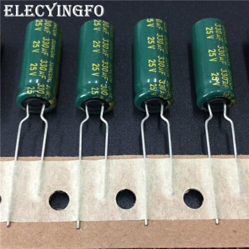 10pcs 330uF 25V330UF SUNCON(SANYO) AX series 8x20mm 25V330uF Low Impedance LongLife Electrolytic Capacitor