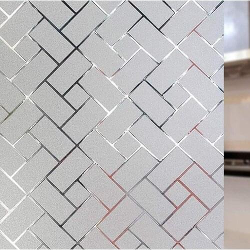 100cm Length Electrostatic Glass Film Square Pattern Glare-Reduction Decorative Window Sticker For Home Office Store Restaurant