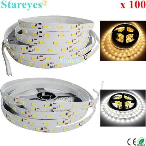 DHL Free shipping 100 Pcs High Brightness 5M 300 LED SMD 5630 5730 LED Strip DC12V Non Waterproof String Tape light lighting