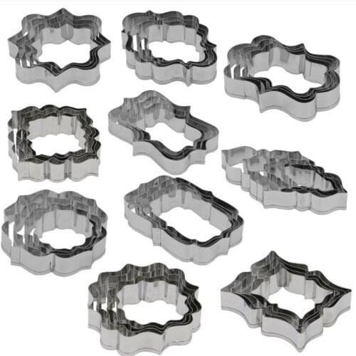 4PCS Blessing Frame Stainless Steel Biscuit Cookie Cutter Wedding Cake Mould Sugarcraft Baking Pastry Decorating DIY Tool
