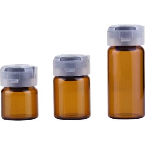 30pcs/lot 3ml 5ml 10ml Amber Glass Sealed Sterile Serum Vials Essential Oil Liquid Containers Bottle With Rubber Inserts Lid