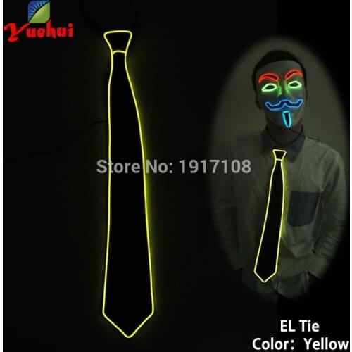 Hot Sound active 10 color Lighting LED Neck tie Party decor EL wire Necktie Powered by 2AA Cell For Christmas,DJ,bar,club Show