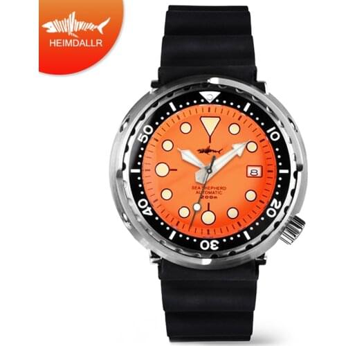 HEIMDALLR 300M Mens Tuna Diver Watch Sapphire 47mm Black Dial Waterproof Japan NH35A Automatic Movement Mechanical Watches