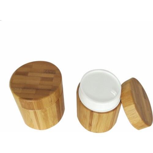 2ps 50g Bamboo Package Container Wood Cream Jar, Cream Jars Cosmetic Packaging Empty Bamboo Plastic Cosmetic Jar with Lid Reuse