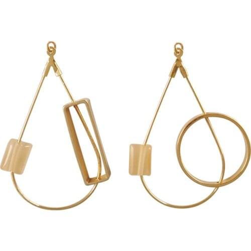 Korea Metal Geometric Teardrop Clip on Earrings Non Piercing Earrings Femme Tear Water Drop Shape Long Earrings for Wedding