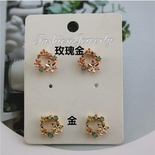 S925 Silver Needle Korean Temperament Earrings Rose Gold Flower Earrings Female Color Fashion Petal Pearl Jewel Earrings