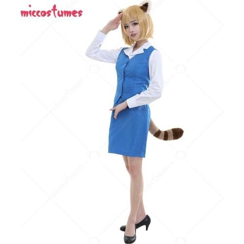 Red Panda Retsuko Cosplay Costume Office Lady Suit Female Uniform with Tail and Ears
