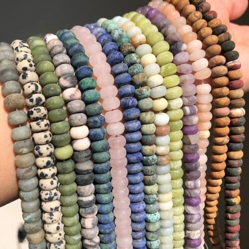 5*8mm Natural Matte Amethysts Agates Amazonite Round Rondelle Beads Loose Spacer Bead For Jewelry Making DIY Bracelet Necklace