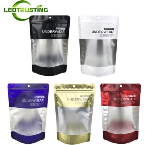 Leotrusting 50pcs 5 Colors General Matt Garment Zip Lock Bag Eco-Frinedly Frosted Window Hang Bag Underwear Outside Pack Bag