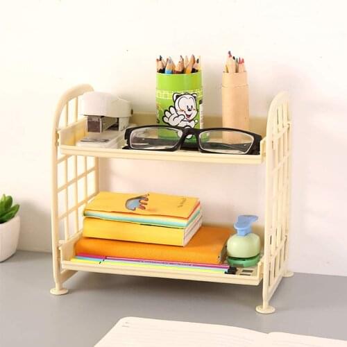 Cute 2 Layer Cosmetic Brush Pencil Storage Rack Simple Desktop Stationery Organizer Rack Simple DIY Folding Handmade Rack