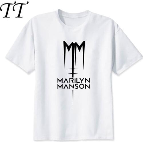Marilyn manson print casual tshirt mens o-neck t shirts fashion mens tops men T-shirt male men M8133