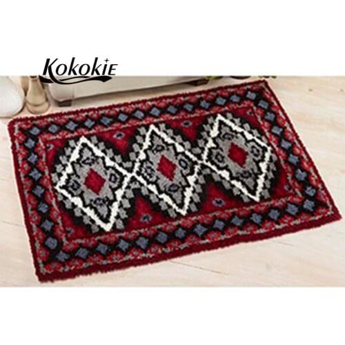 Latch hook kits large printed canvas yarn carpet diy latch hook rug kits mandala carpet embroidery carpet diy rug hobby craft
