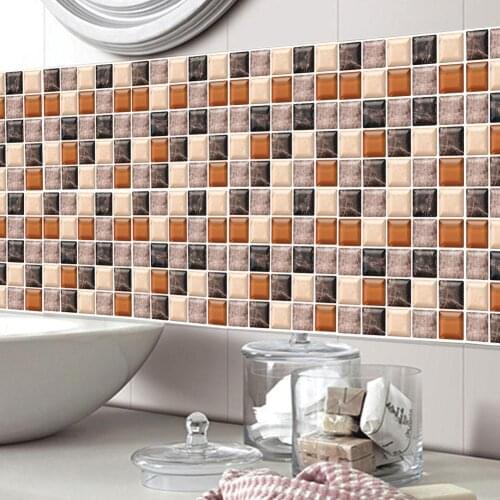 6Pcs Mosaic Kitchen Waterproof Wall Papers Removable PVC Self Adhesive Tile Wallpaper For Bathroom Toilet Tile Wall Sticker