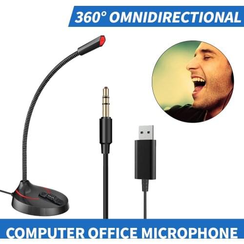 3.5mm Gooseneck Desktop Microphone USB Computer Condenser Mic for Computer Recording Game Streaming Live Podcasting Recording