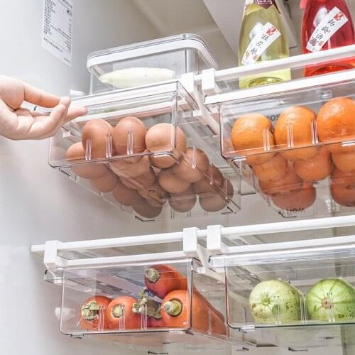 Plastic Storage Containers Drawer Organizer Boxes Plastic Box Storage Egg Refrigerator Organizer Drawer Transparent Adjustable