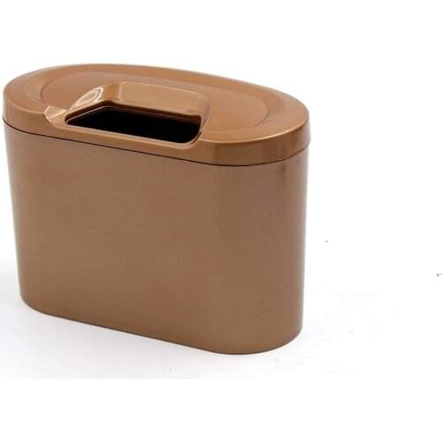 Uxcell Gold Tone Plastic Portable Auto Car Trash Rubbish Can Garbage Dust Case Box Bin