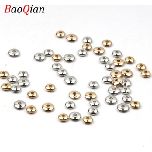 5 6mm Gold/Silver Plated Plastic Flat Round Beads Acrylic Loose Spacer Beads For Jewelry Making DIY Necklace Bracelets
