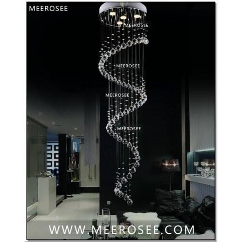 Spiral Crystal Ceiling Light fixtures Long crystal light for Ceiling Lamp stair and staircase With 4 GU10 Bulbs MD1014