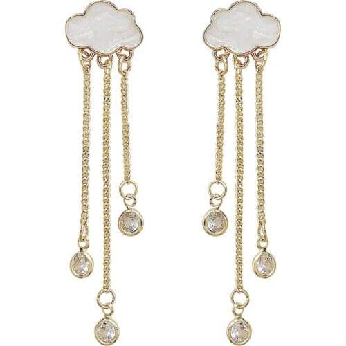 Fashion Sweet Girl Temperament Cloud Earrings Tassel Long Earring Womens Versatile Earrings Boho Dangle Earing 2021