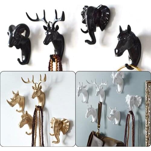 Retro Style Deer Rhino Antlers Wall Hanging Hook For Hanging Clothes Hat Scarf Key Deer Horns Hanger Rack Wall Decoration