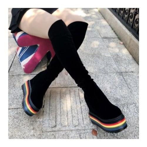 Thigh-high boots 14CM autumn winter new European and American ultra high heel thick-soled high boots womens shoes