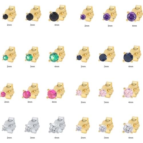 CANNER 2mm 3mm 4mm Four Claw Single Drill Pendientes 925 Sterling Silver Earrings For Women Piercing Stud Earrings Серьги 2021