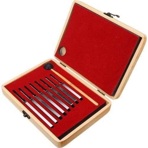 SHGO HOT-8Pcs 256-512HZ Steel Tuning Fork Set Health Physics Vibration Diagnostic + Mallet Vibration Therapy Tools