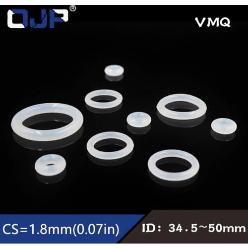 5PCS/lot Silicon Ring Silicone/VMQ O ring 1.8mm Thickness ID34.5/35.5/37.5/40/41.2/42.5/45/46.2/50mm Rubber ORing Seal Gasket