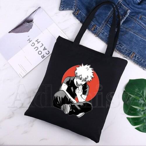 Boku No My Hero Academia Bakugou Himiko Toga Anime Handbags Shoulder Bags Casual Shopping Women Elegant Canvas Bag Black