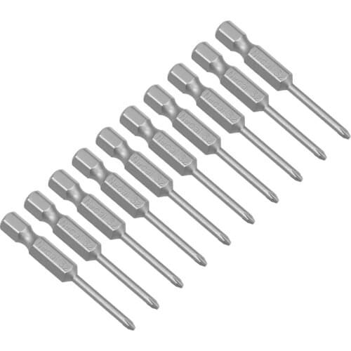Uxcell 10Pcs 1/4-Inch Hex Shank 50mm Length Phillips 2.5PH1 Magnetic Screw Driver S2 Screwdriver Bits