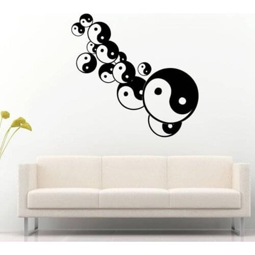 Vinyl Wall Decal Yin Yang Balance Yoga Studio Mandala Henna Mehndi Namaste Om Meditation Wall Sticker for Yoga Decor Mural C410