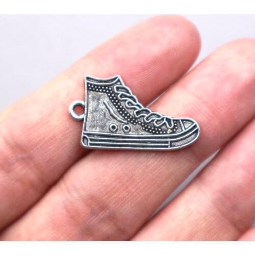 13Pcs/lot Antique Silver Color Metal Alloy Vintage Shoe Charms Pendants For Jewelry making 28*16mm