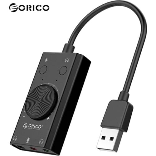 ORICO SC2/SKT2/SKT3 External USB Sound Card Stereo Mic Headset Audio Jack 3.5mm Cable Adapter Mute Switch Adjustment Free Drive