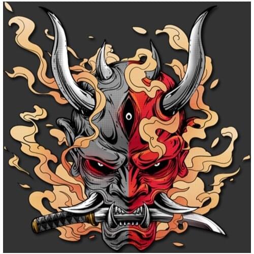 Japanese Car Stickers Hannya Auto Decal Red Demon Window Devil Bumper Vinyl Fuel Tank Motorcycle Laptop Styling KK 7x7cm