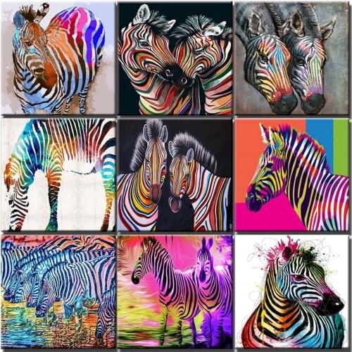 Zebra Paints By Numbers Animals Pictures Oil Painting By Number Set Gift Acrylic Coloring By Numbers On Canvas Wall Decor Kits