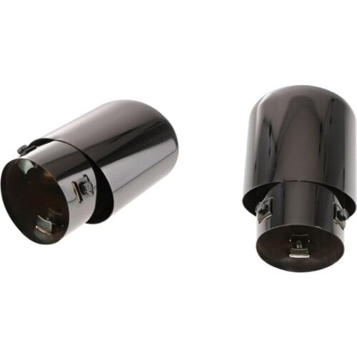 2pcs Car Round Stainless Steel Exhaust Muffler Tip Pipe Black