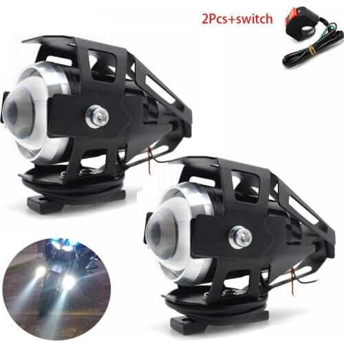 RZOJUNMA 2PCS 125W motorcycle headlights auxiliary lamp U5 led motorbike spotlight accessories 12V moto DRL spot head lights